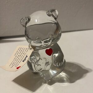 Fenton Clear Glass Bear with Red Heart